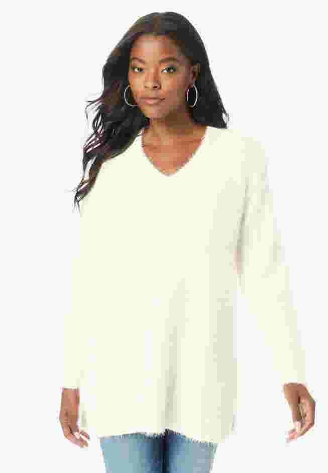 Eyelash V Neck Sweater image number 0
