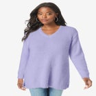 Eyelash V Neck Sweater image number null