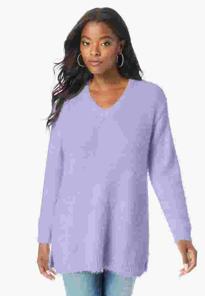Eyelash V Neck Sweater image number 0