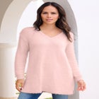 Eyelash V Neck Sweater image number null