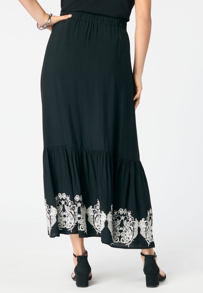 Plus Size Lace-Trim Pull-On Skirt image number 1