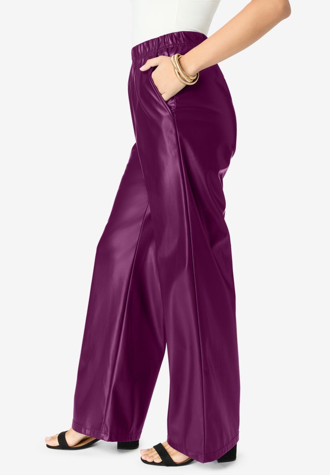 Wide-Leg Faux Leather Pant image number null