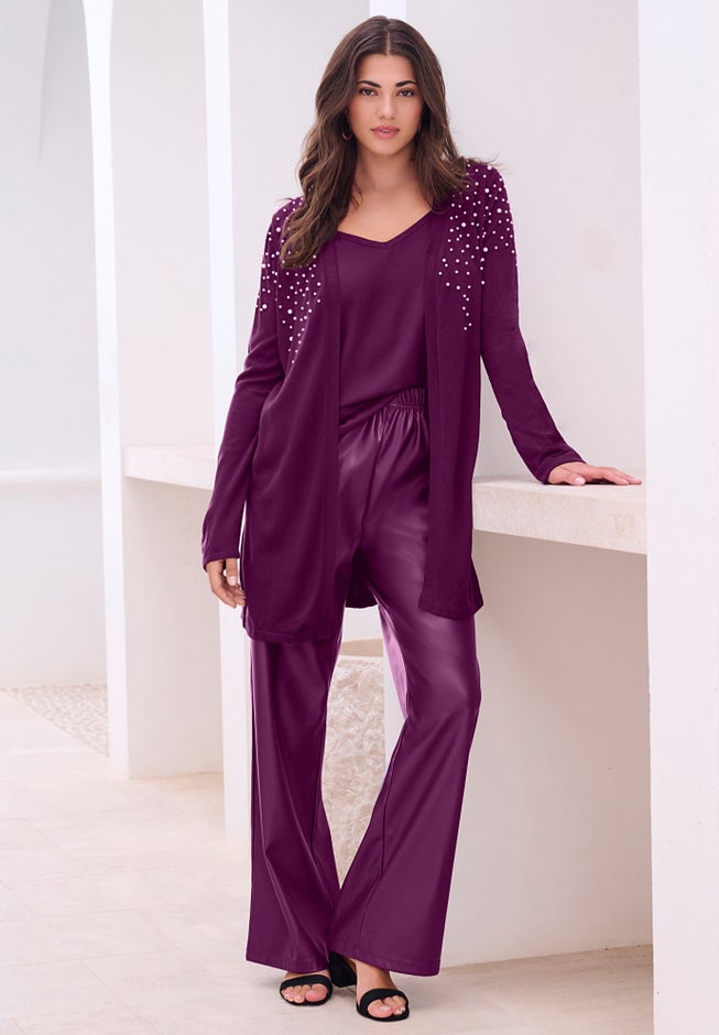 Wide-Leg Faux Leather Pant image number null