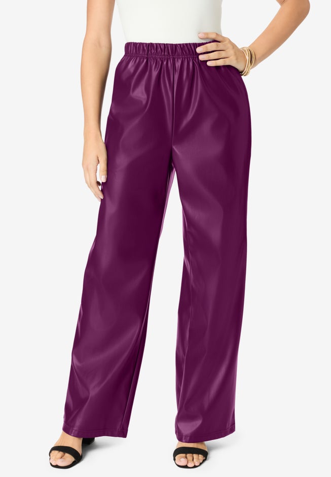 Wide-Leg Faux Leather Pant image number null