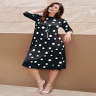 Plus Size 3/4 Sleeve Boatneck Swing Dress image number null