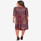 Plus Size 3/4 Sleeve Boatneck Swing Dress image number null