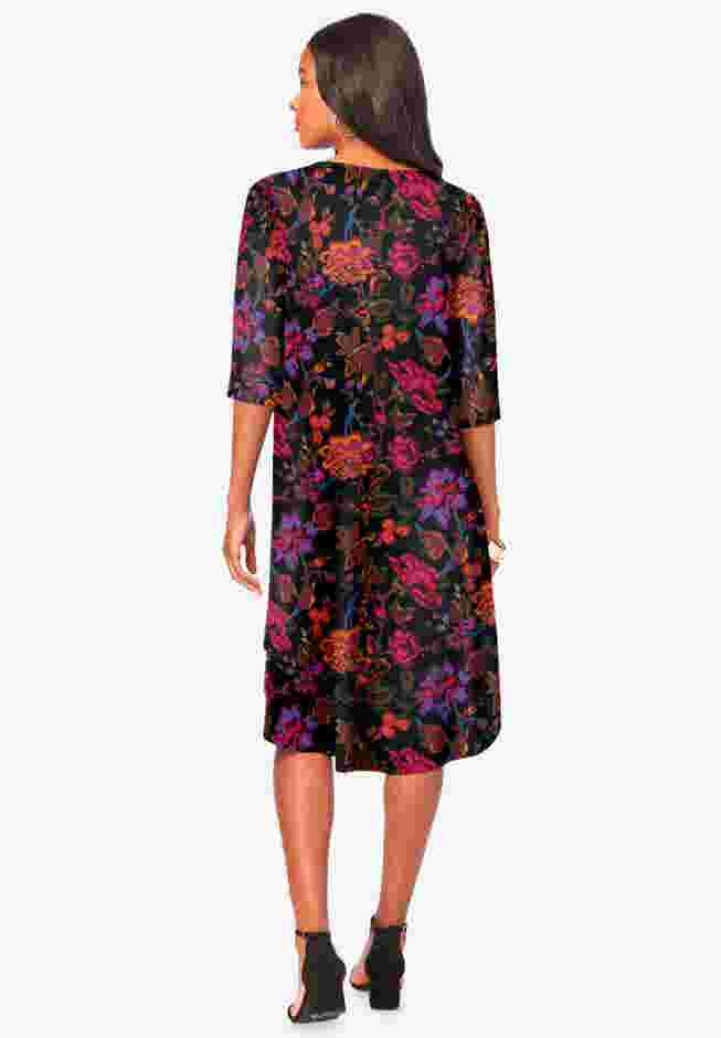 UltraSmooth™ Plus Size Boatneck Swing Dress – Flowy, Wrinkle-Resistant Knit image number 1