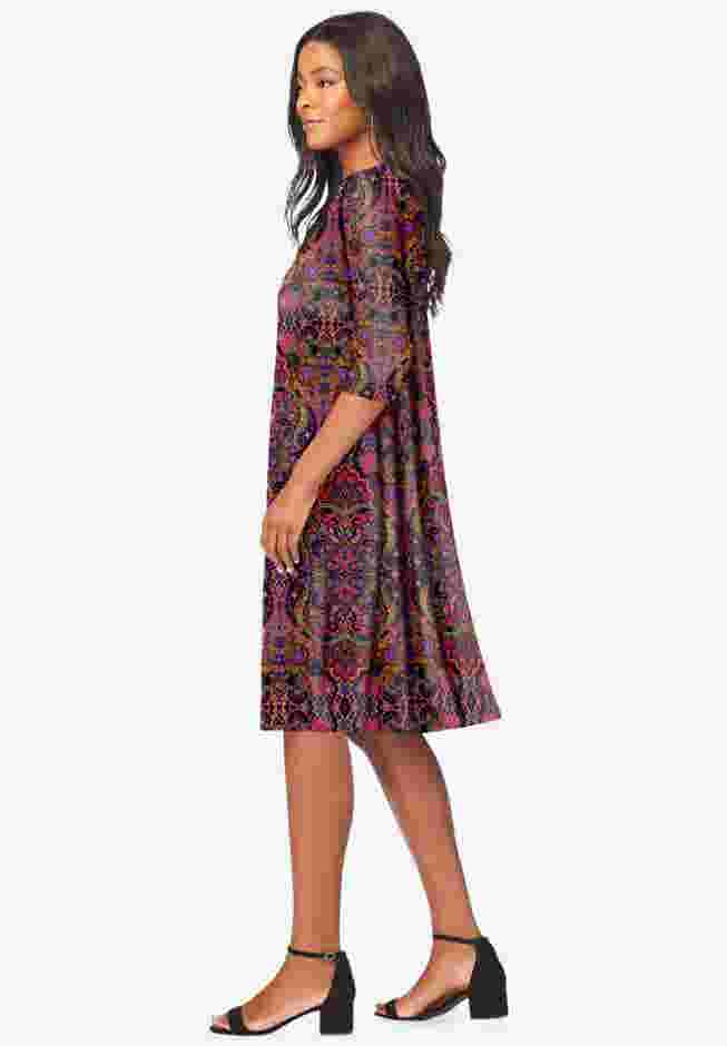 UltraSmooth™ Plus Size Boatneck Swing Dress image number 2