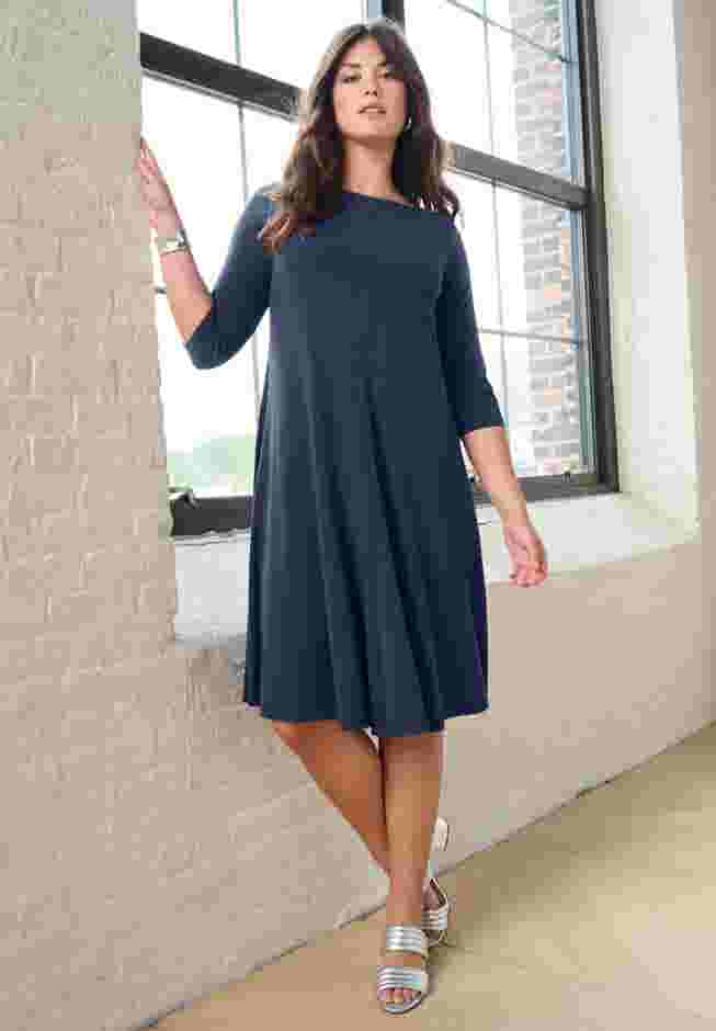 UltraSmooth™ Plus Size Boatneck Swing Dress image number 0