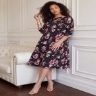 Plus Size 3/4 Sleeve Boatneck Swing Dress image number 0