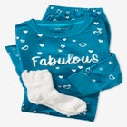 Dreams & Co. ® Velour Pajama with FREE Fuzzy Socks image number null