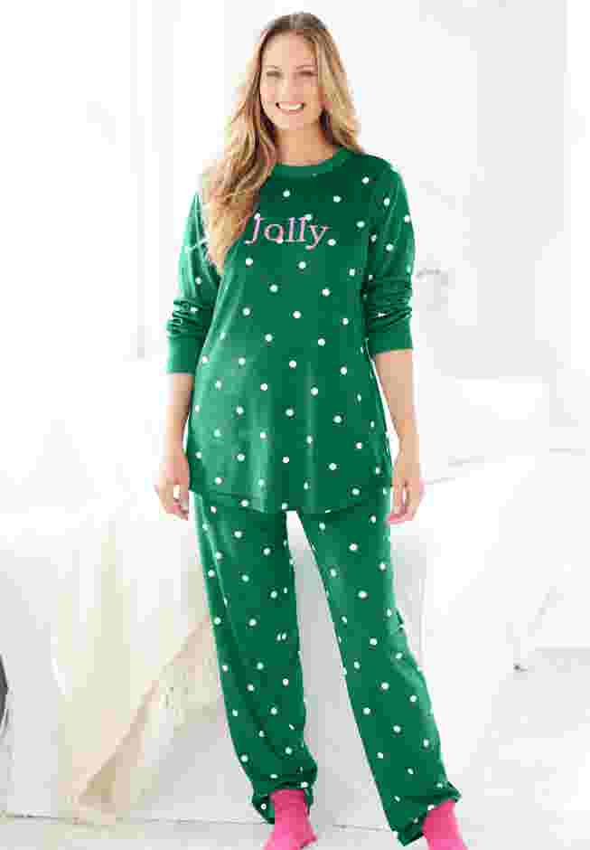 Dreams & Co. ® Velour Pajama with FREE Fuzzy Socks image number 5