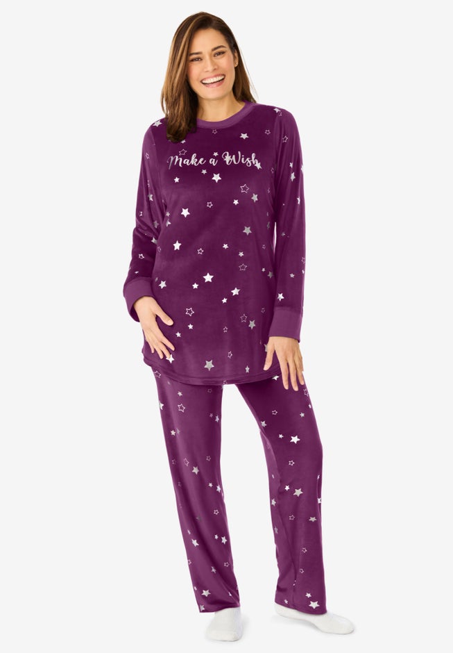 Dreams & Co. ® Velour Pajama with FREE Fuzzy Socks image number 0