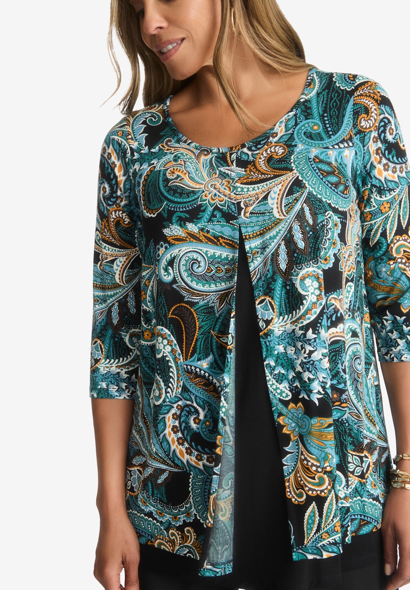 Crew Neck Double Layered Tunic image number 3