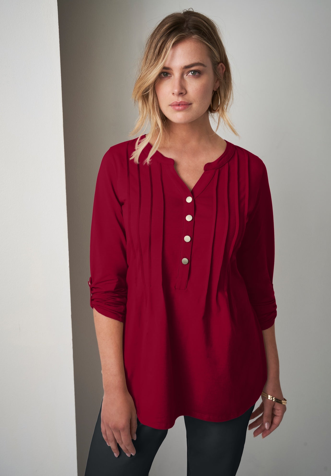 Stretch Pleated Tunic image number 0