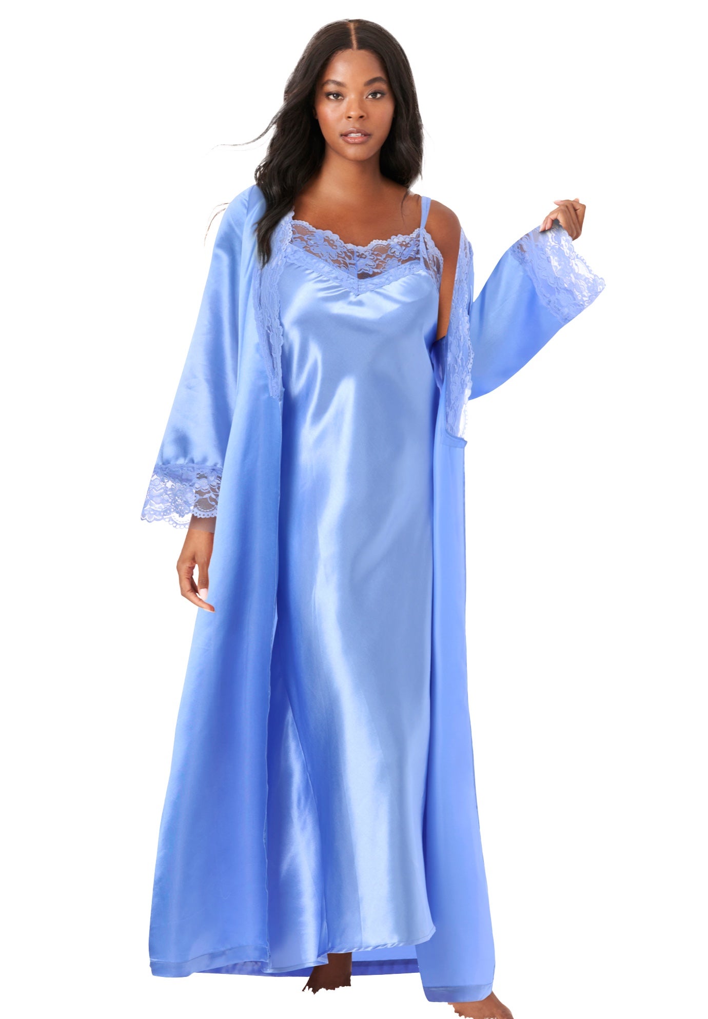 The Luxe Satin Long Peignoir Set image number 0