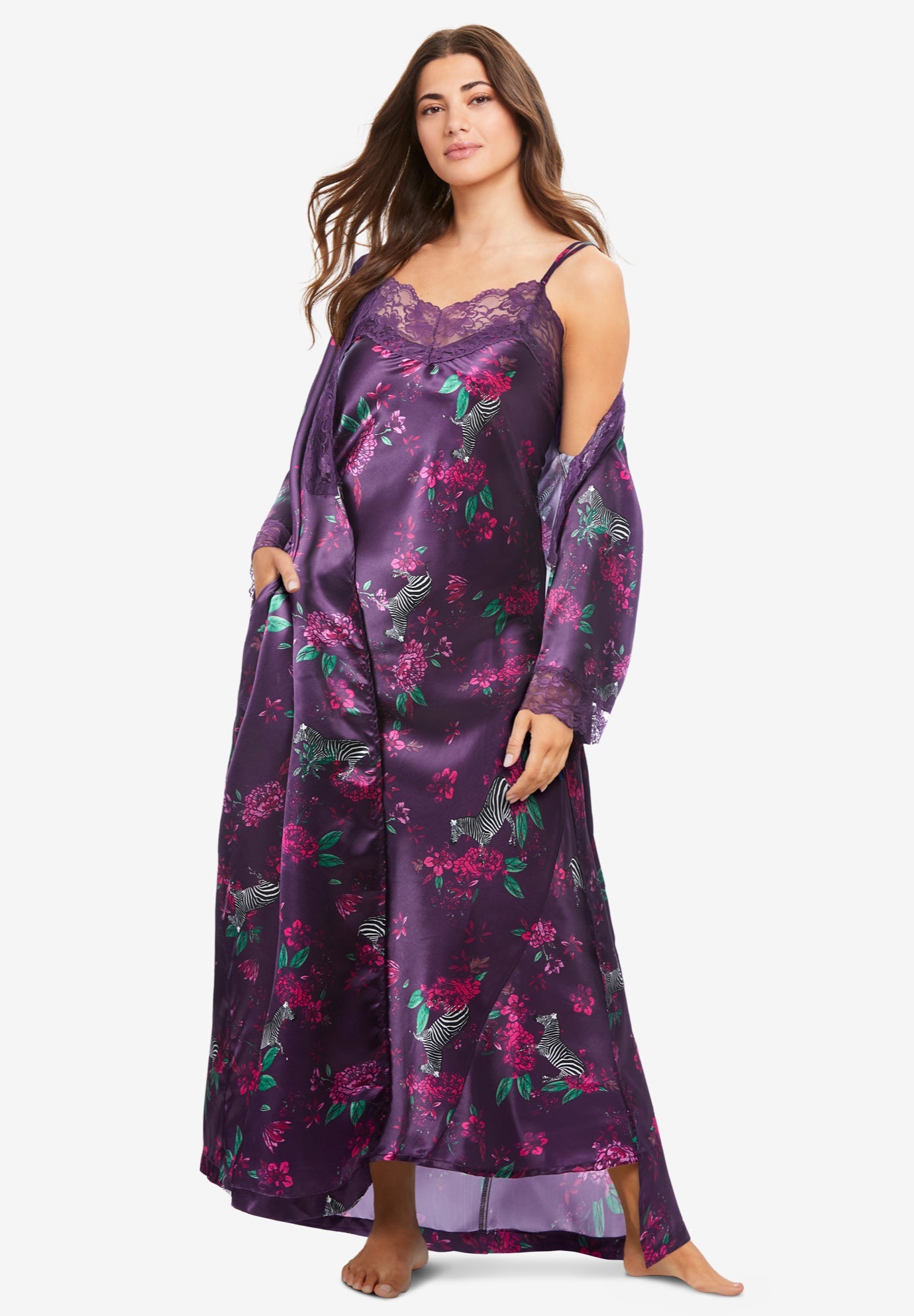 The Luxe Satin Long Peignoir Set image number 0