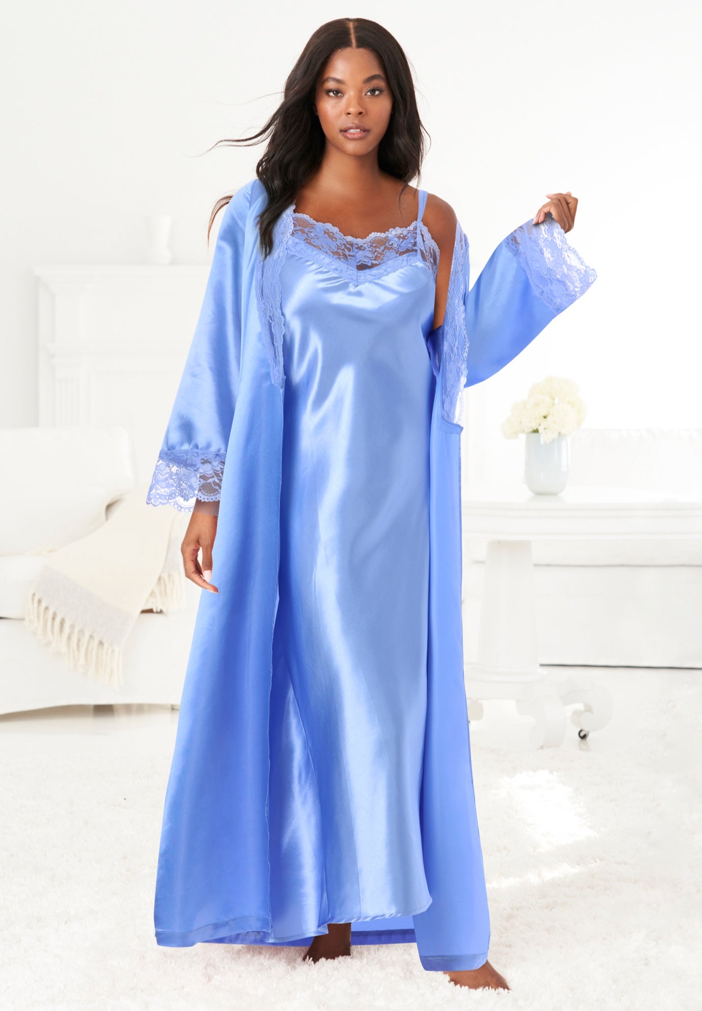 The Luxe Satin Long Peignoir Set image number 5