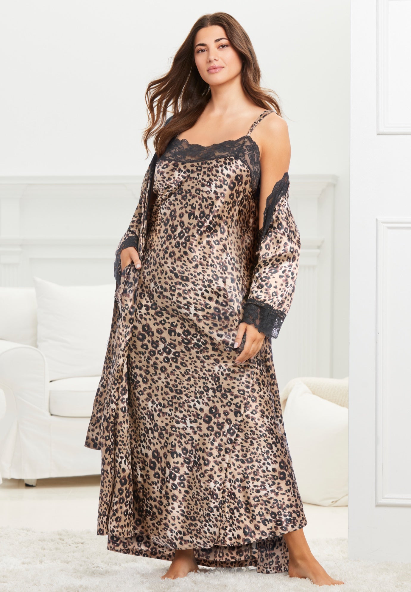 The Luxe Satin Long Peignoir Set image number 0