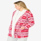 Sherpa Lined Collar Microfleece Bed Jacket  image number null