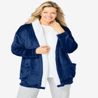 Sherpa Lined Collar Microfleece Bed Jacket  image number null