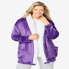 Sherpa Lined Collar Microfleece Bed Jacket  image number null