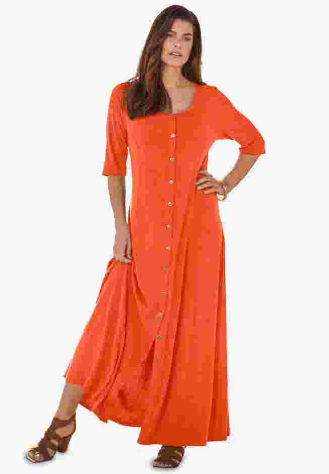 Button Front Heathered Dress image number 0