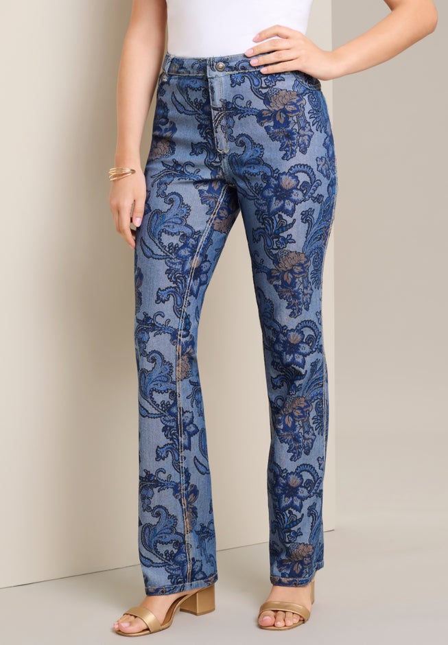 Reversible Printed Bootcut Jean image number null