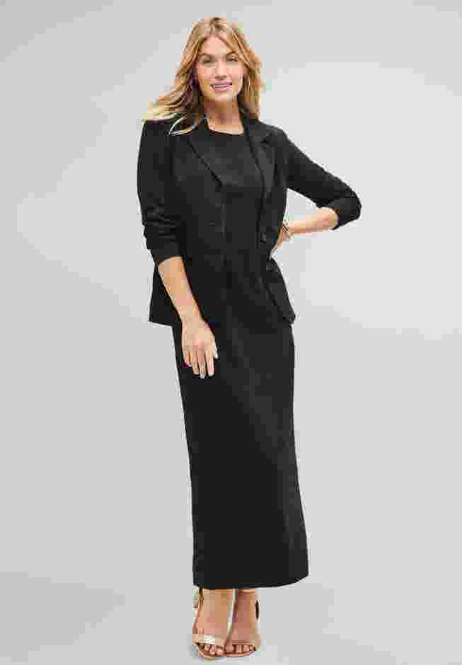 2-Piece Stretch Crepe Single-Breasted Maxi Jacket Dress image number 0