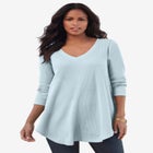 Plus Size Knit Thermal V Neck Swing Tunic &ndash; Long Sleeve image number null