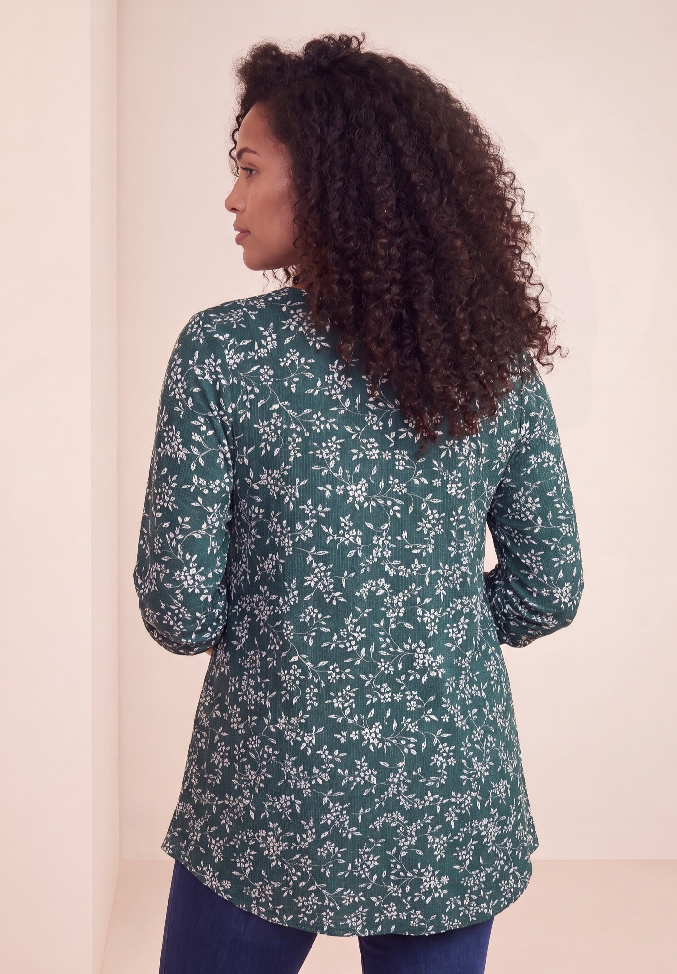 Plus Size Knit Thermal V Neck Swing Tunic &ndash; Long Sleeve image number 1
