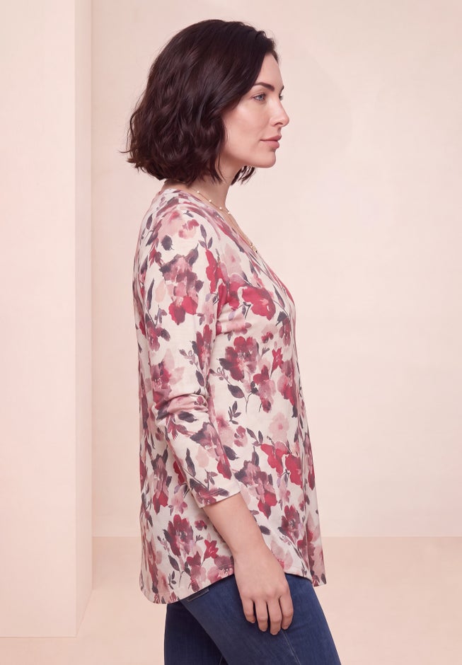 Plus Size Knit Thermal V Neck Swing Tunic &ndash; Long Sleeve image number 2