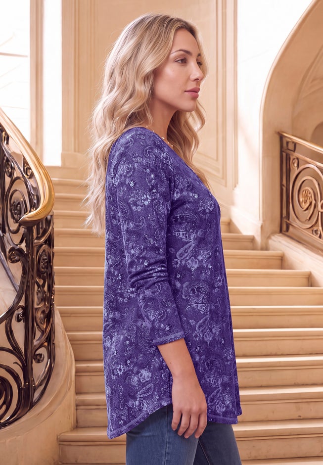 Plus Size Knit Thermal V Neck Swing Tunic &ndash; Long Sleeve image number 2
