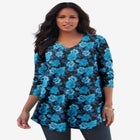 Plus Size Knit Thermal V Neck Swing Tunic – Long Sleeve image number null