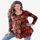 Plus Size Knit Thermal V Neck Swing Tunic – Long Sleeve image number null