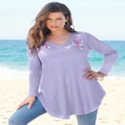 Plus Size Knit Thermal V Neck Swing Tunic &ndash; Long Sleeve image number null
