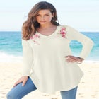 Plus Size Knit Thermal V Neck Swing Tunic &ndash; Long Sleeve image number null