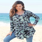 Plus Size Knit Thermal V Neck Swing Tunic &ndash; Long Sleeve image number null