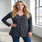 Plus Size Knit Thermal V Neck Swing Tunic &ndash; Long Sleeve image number 0