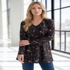 Plus Size Knit Thermal V Neck Swing Tunic &ndash; Long Sleeve image number null