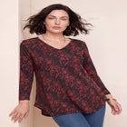 Plus Size Knit Thermal V Neck Swing Tunic &ndash; Long Sleeve image number 0