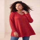 Plus Size Knit Thermal V Neck Swing Tunic &ndash; Long Sleeve image number 0