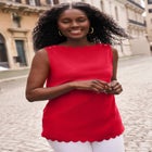 Sleeveless Scallop Boatneck Tee image number null