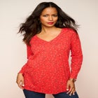 Plus Size Ultimate Long Sleeve V Neck Tee image number 1
