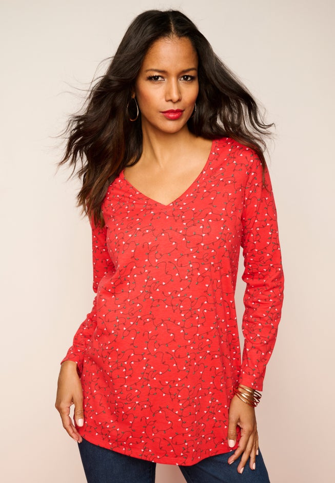 Plus Size Ultimate Long Sleeve V Neck Tee image number 1
