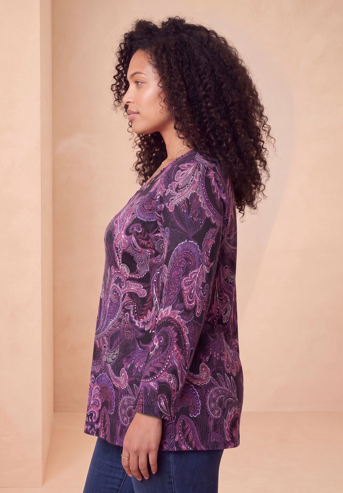 Plus Size Ultimate Long Sleeve V Neck Tee image number 2