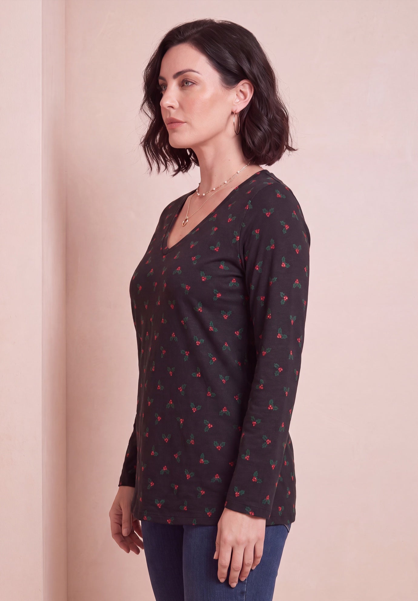Plus Size Ultimate Long Sleeve V Neck Tee image number 2