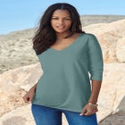 Plus Size Ultimate Long Sleeve V Neck Tee image number null