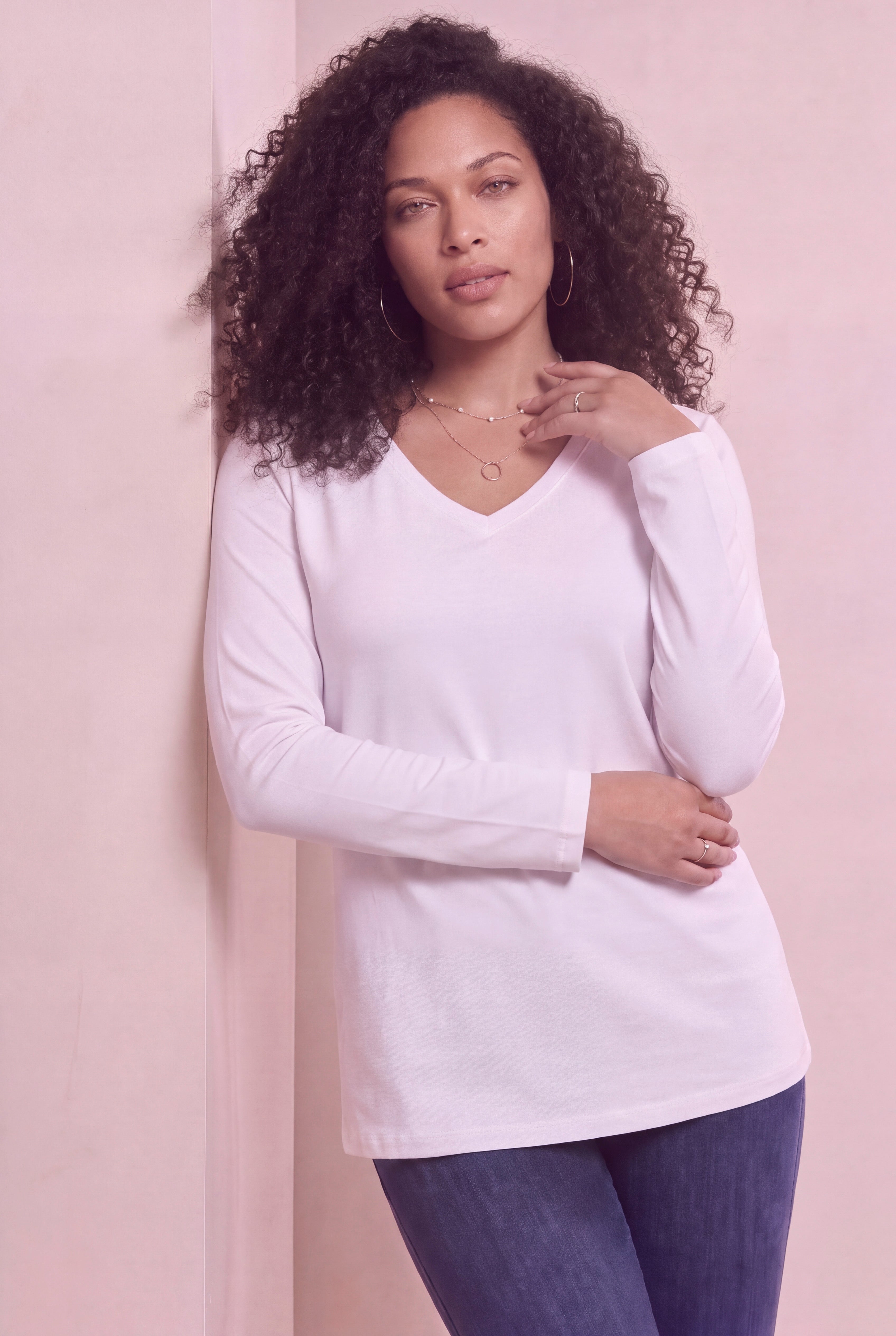 Plus Size Ultimate Long Sleeve V Neck Tee image number 0