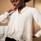Lace Trim Bow Blouse image number null